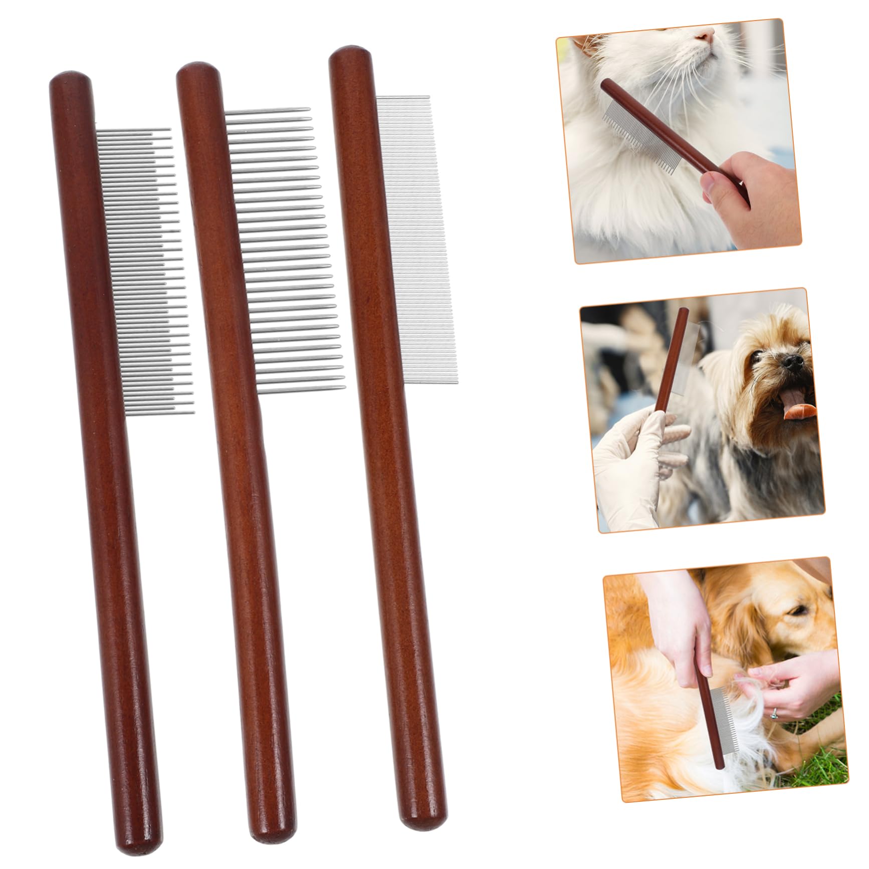 BESTonZON Cat Grooming Supplies Pet Comb Long Teeth Comb for Indoor Cats Wood Handle