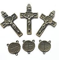 Vista 3 de Kit de rosario de bricolaje, 3 juegos de centro de mesa de San Miguel y accesorios de crucifijo de perdón para rosario bellamente hecho, Mediano