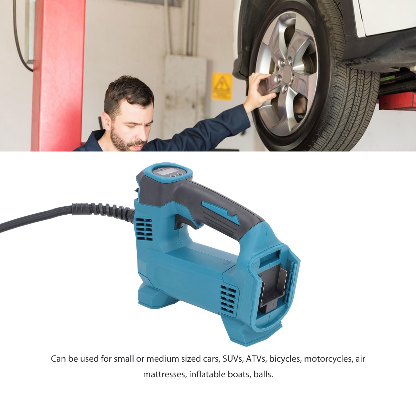 Inflador de neumáticos Compresor de Aire portátil Pantalla LCD de Iones de Litio Recargable Bomba automática para automóviles SUV ATV Bicicletas Motocicletas Material ABS