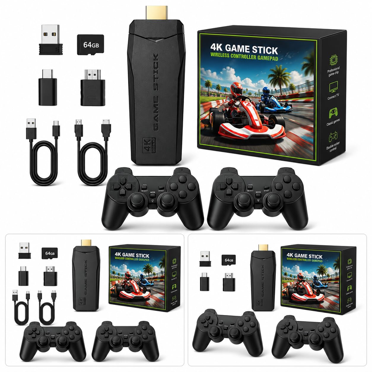 Console di Gioco Retro Senza Fili, Console Retro Wireless 4K, Set con 2 Controller Neri, Dongle HDMI, 9 Emulatori Integrati, 20.000+ Giochi Preinstallati, Versione 2026，White 64G 23000Games