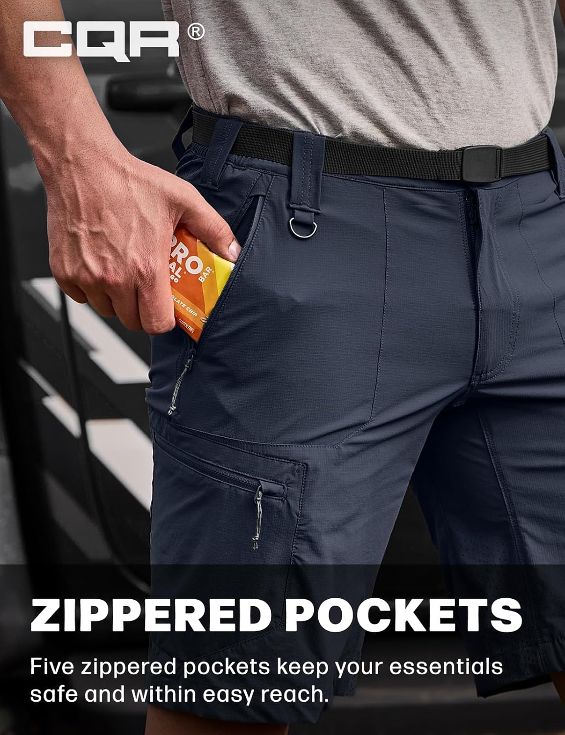 CQR Men's Quick Dry Stretch Hiking Cargo Shorts, Lightweight Water Resistant Tactical Casual, Golf & Outdoor with Pockets - Image 7