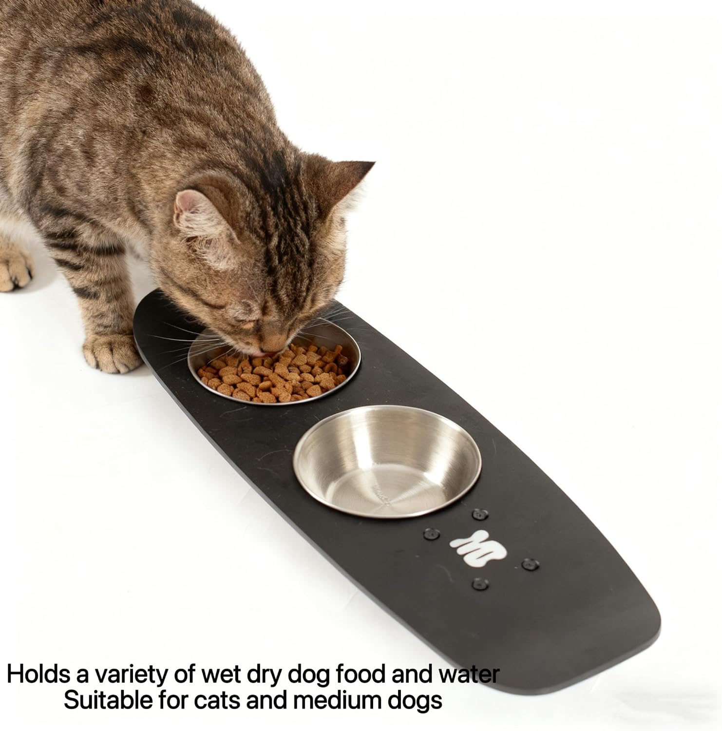 Dog Bowls Water and Food Cat Bowl Stainless Steel Bowl Pet Feeder Bowls for Medium Dogs and Cats Puppies, Black