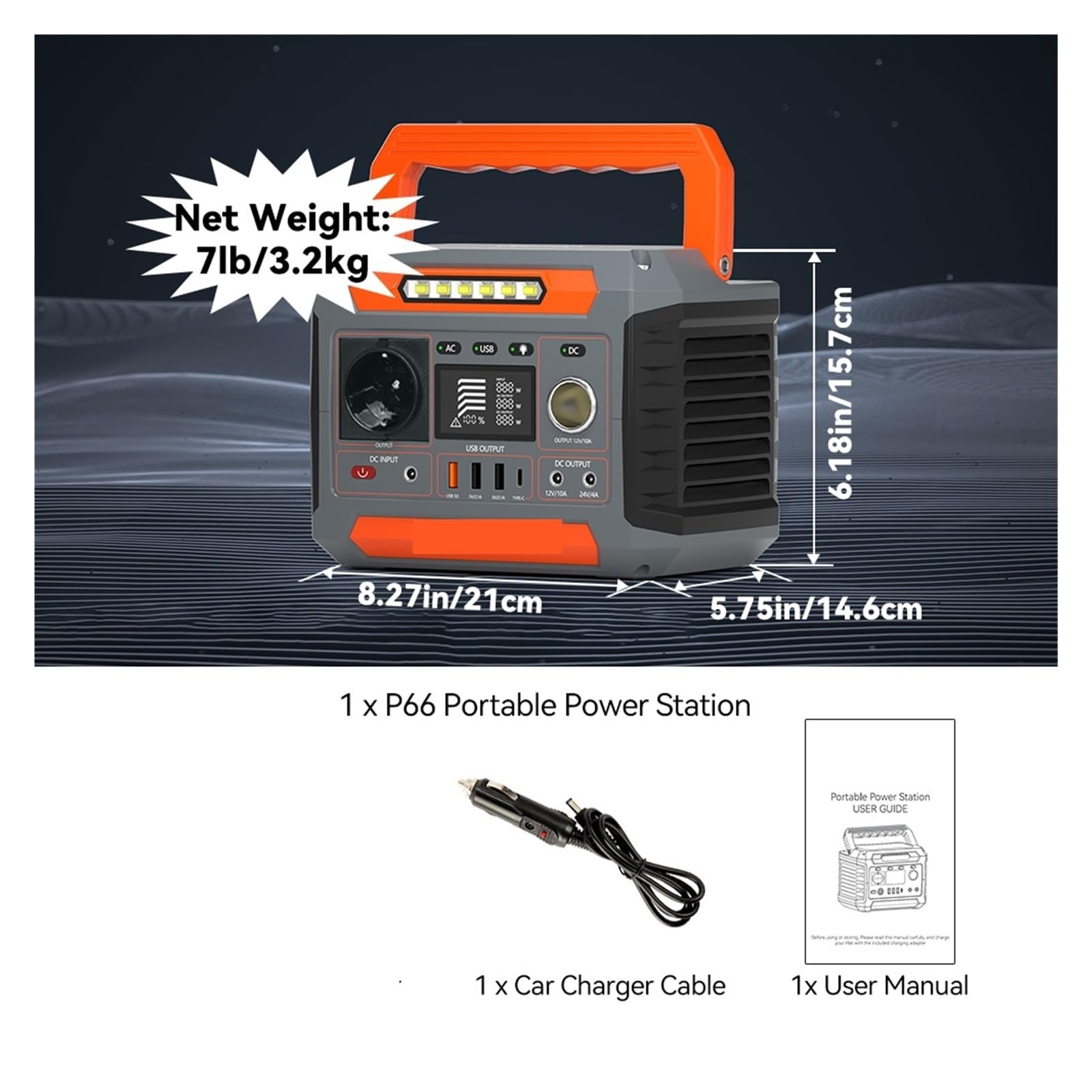 Przenośna Elektrownia P66 300 W 230,88 Wh Generator Słoneczny - Łatwy Do Przenoszenia Domu I Na Zewnątrz Camping Mobilny Zasilacz Bardzo DłUgi Czas Pracy Baterii