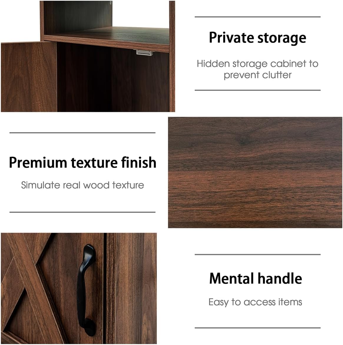 WERSMT Farmhosue 3 Pieces Living Room Table Set, Rustic Coffee Table and 2 End Table Sets with Charging Station & USB Ports, Coffee Table Set of 3, Walnut