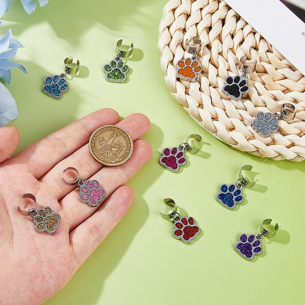 SUPERFINDINGS 12Pcs Dog Paw Stethoscope Charm Cute Personalized Adjustable Stethoscope Charms Accessories Alloy Enamel Stethoscope Pendant Decorations for Nurse Doctor Medical Workers