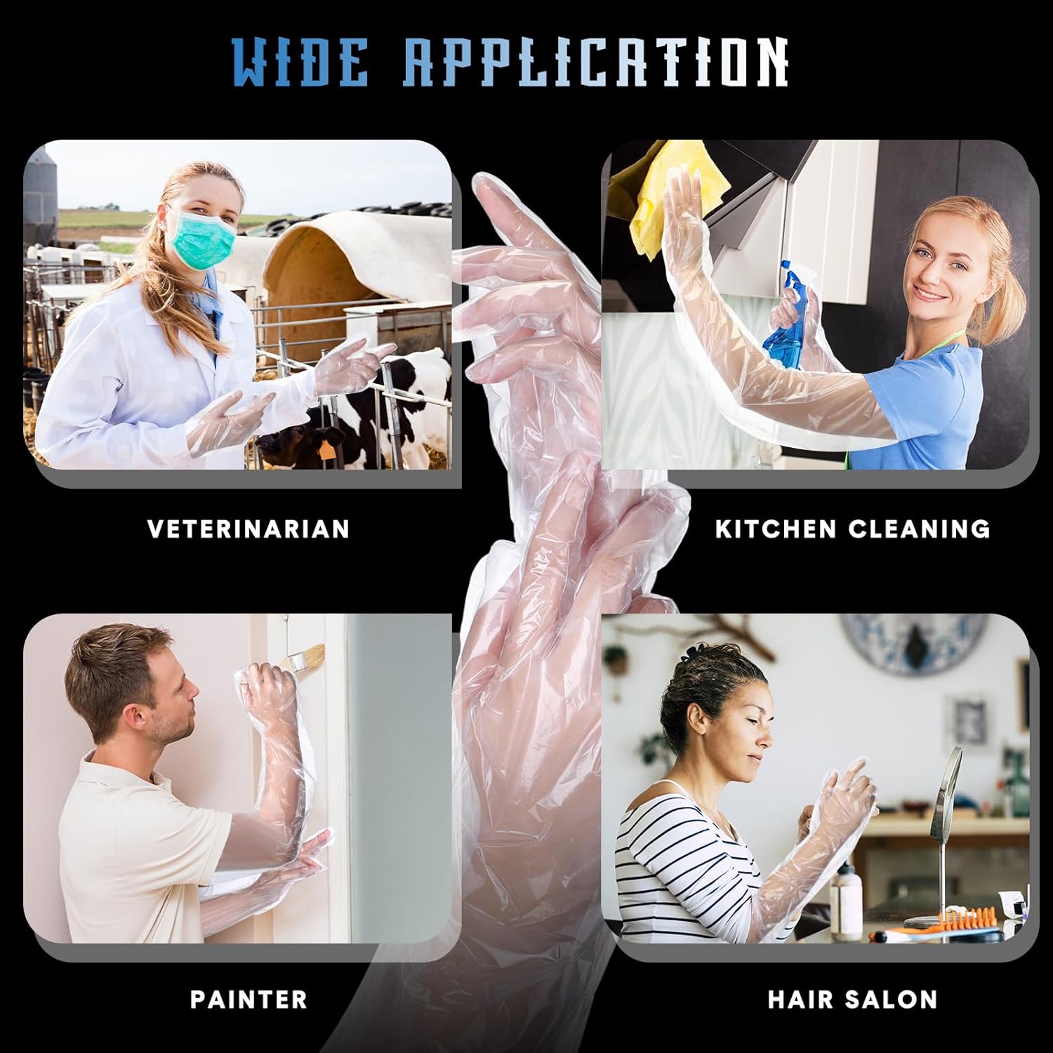 300/100 Pcs Veterinary Dressing Gutting Gloves 1.6 Mil Thickness Long Shoulder Length Disposable Gloves Hunting Field Gloves