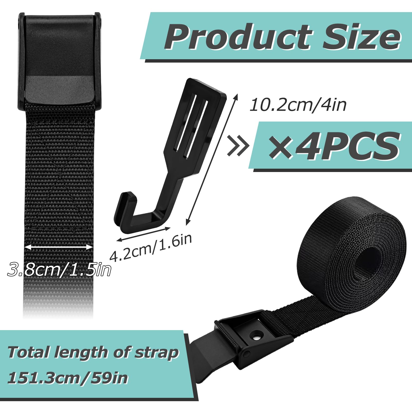 Treestand Strap Gear Hangers, desmontable árbol soporte arco durable arco caza Gear Strap con correa gruesa correa y 4 ganchos de plástico para escalada caza senderismo
