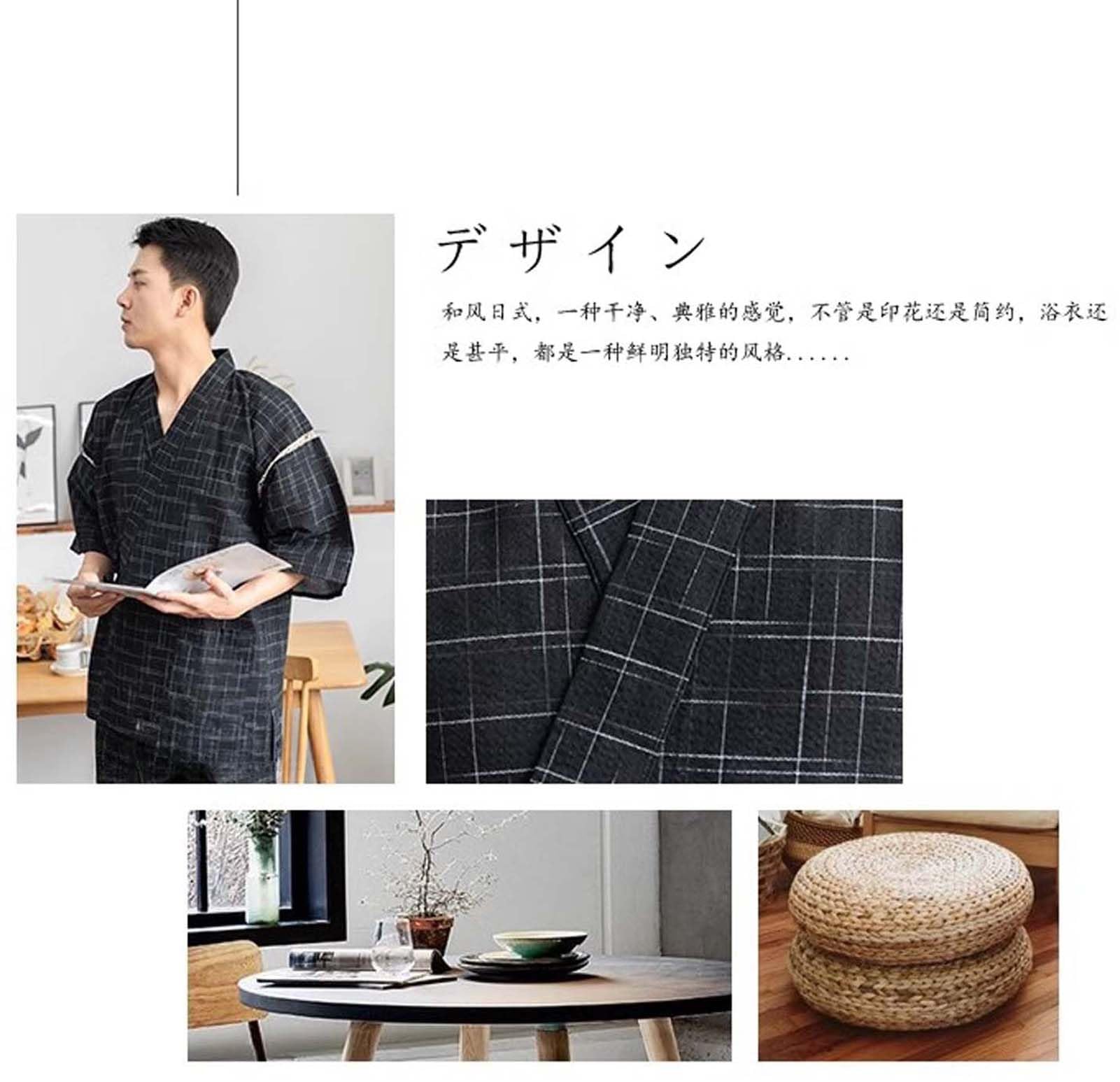 Pyjama Kimono de Style Japonais avec Chemise et Short, Unisexe, en Coton et Lin, Ensemble de détente, Peignoir de Spa, vêtements décontractés, Multicolore, L
