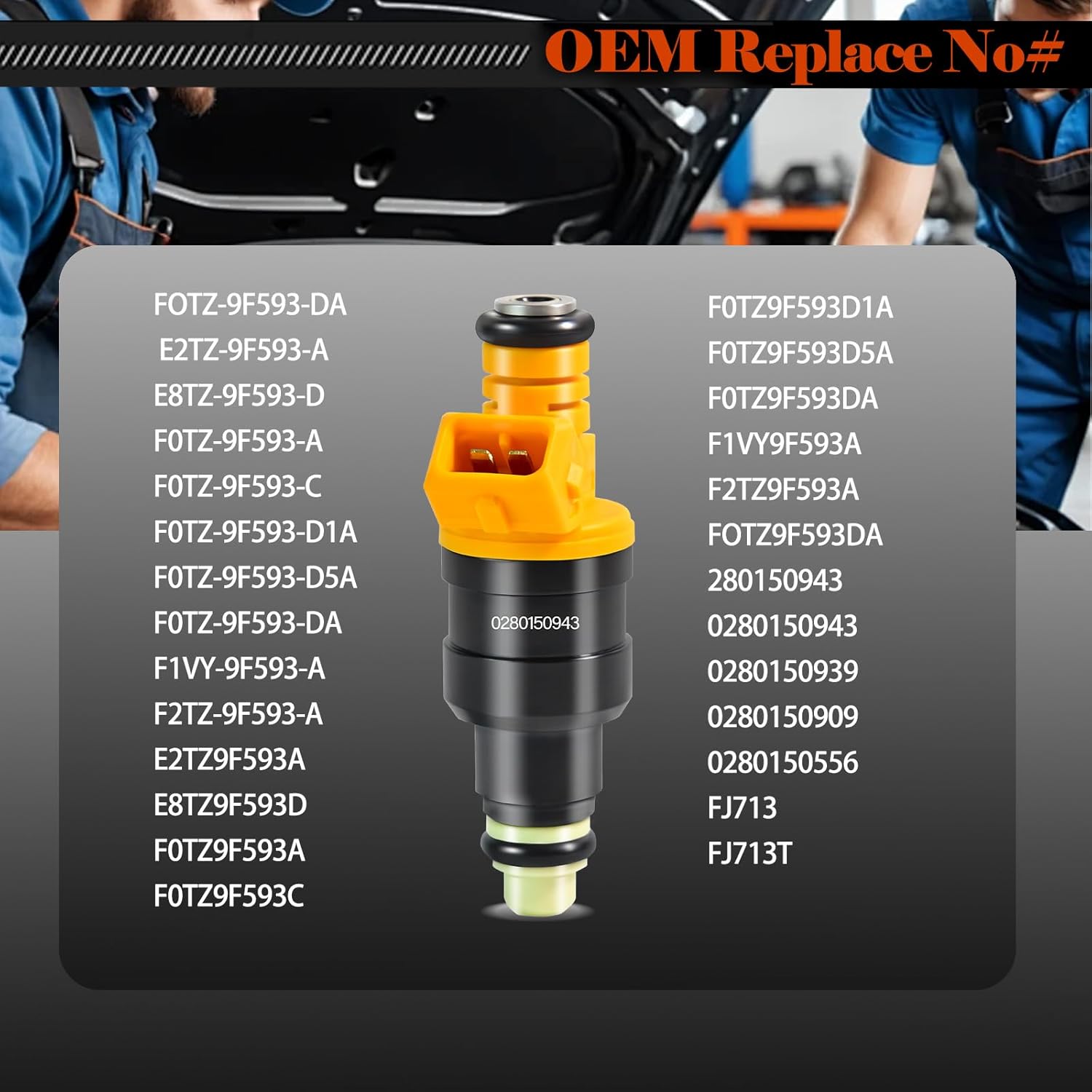 Fuel Injectors 0280150943 Set of 8 Compatible with Ford F-150/E-150/Expedition,for Lincoln Navigator 1998-1999,for Mercury Grand Marquis 1992-1997 V8 Engine Vehicles,Replace 0280150939 Yellow