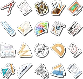 GOLEEX 20 Pack Pcs Waterproof Vinyl Architect Work Funny Sticker Items for Adults Kids Men Women Birthday Gifts Map Architecture Graphics Labels Decals Art Jobs Decal Stickers