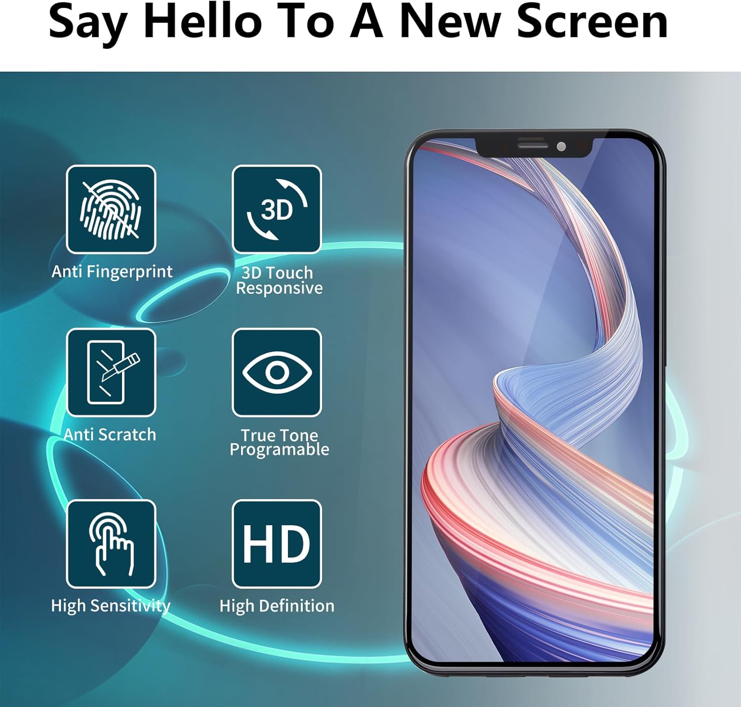 for iPhone Xs Screen Replacement with Ear Speaker Proximity Sensor Earpiece 5.8" 3D Touch LCD Display Digitizer Full Assembly Fix Front Glass Protector Repair Tool Kit A1920 A2097 A2098 A2100