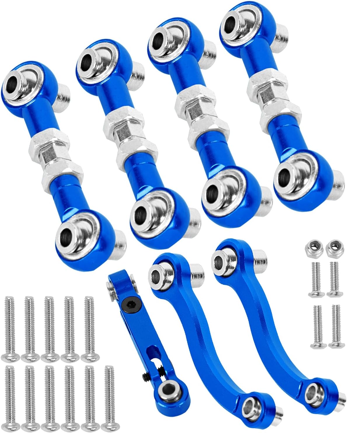 RC Metal Turnbuckles Camber Links Upgrades Part for 1/18 LaTrax Teton,LaTrax Desert Prerunner,Alloy Aluminium Toe Links w/Rod Ends Steering Linkage Set,Navy Blue