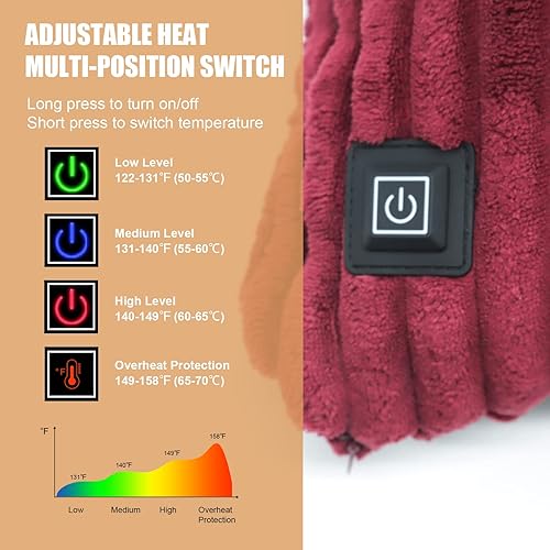 Miniatura 2 de Funda de almohada de apoyo lumbar y calefacción, funda de almohada térmica de pana suave y sólida para dolor de espalda, funda de almohada eléctrica