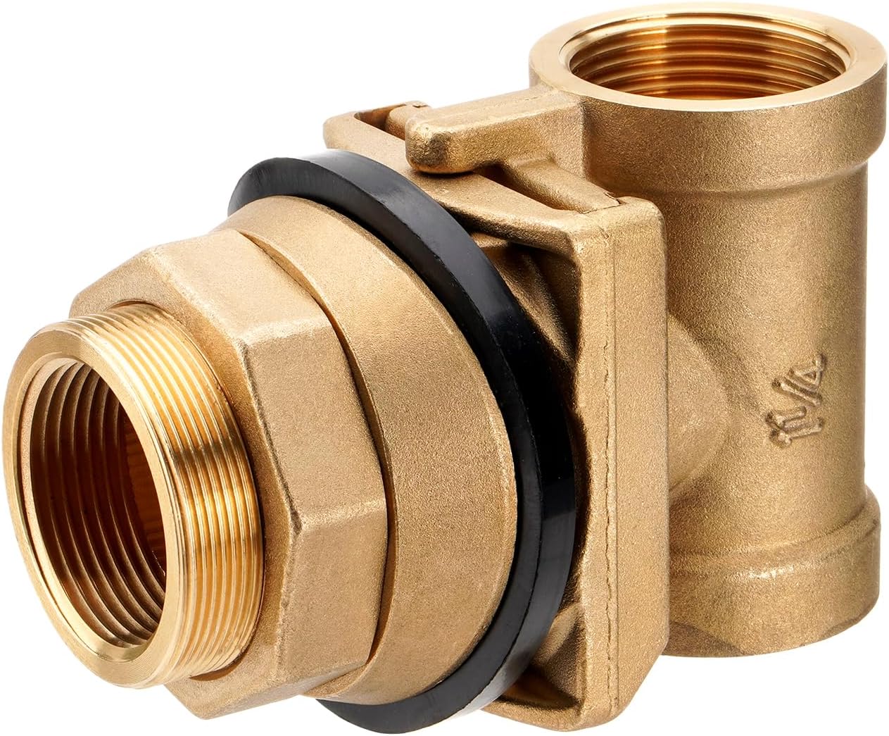 1-1/4" Brass Pitless Adapter for Submersible Well Pump 1-1/4" Drop and 1-1/4" Discharge Pipe, Fits Well Casing Sizes 5"-8", Casing Hole 2-1/8"