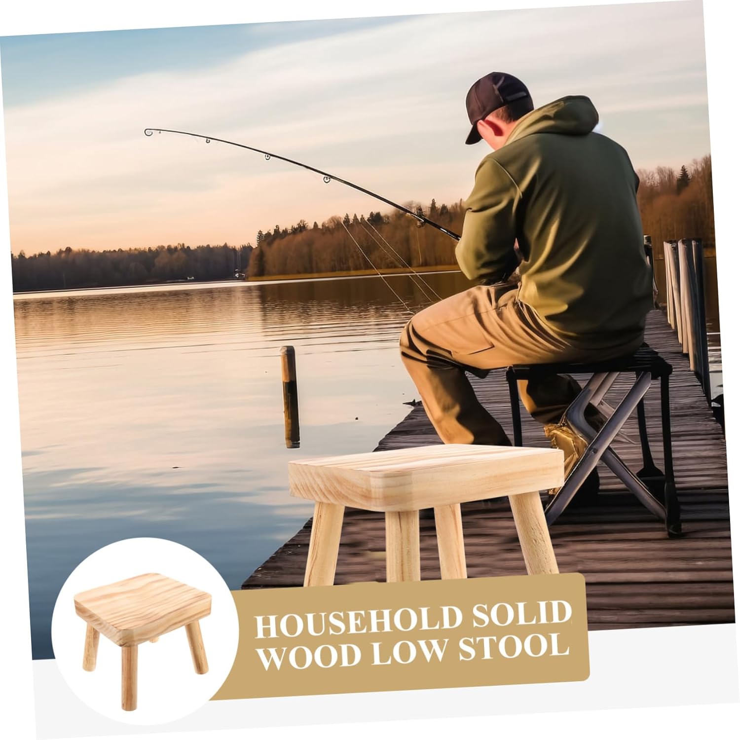 1pcs Wooden Step Stool Portable Camping Stool Small Folding Footstool for Kitchen Bedroom Garden