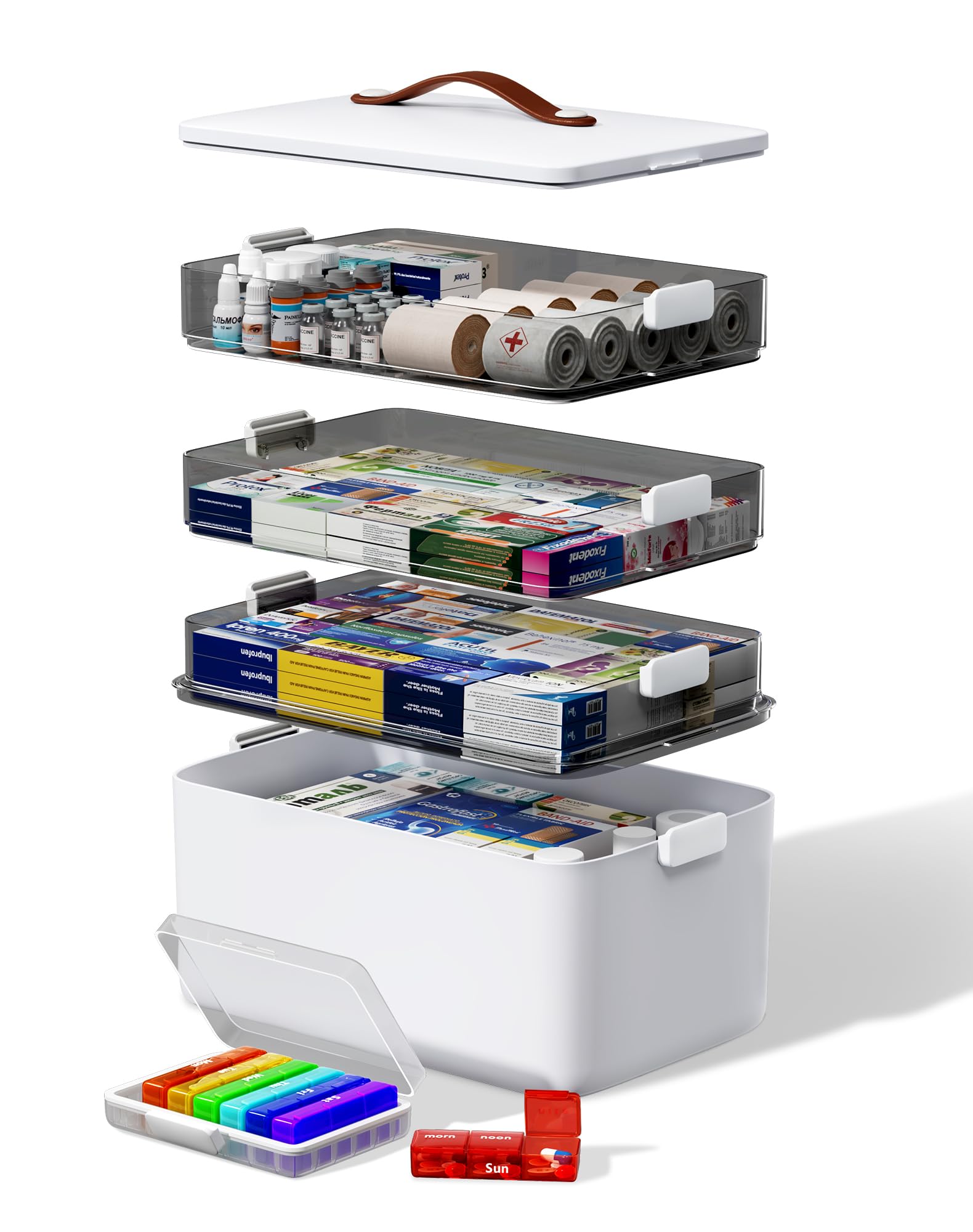 Amazon.com: LEGUO Medicine Storage Organizer, 4-Tier Medicine Box