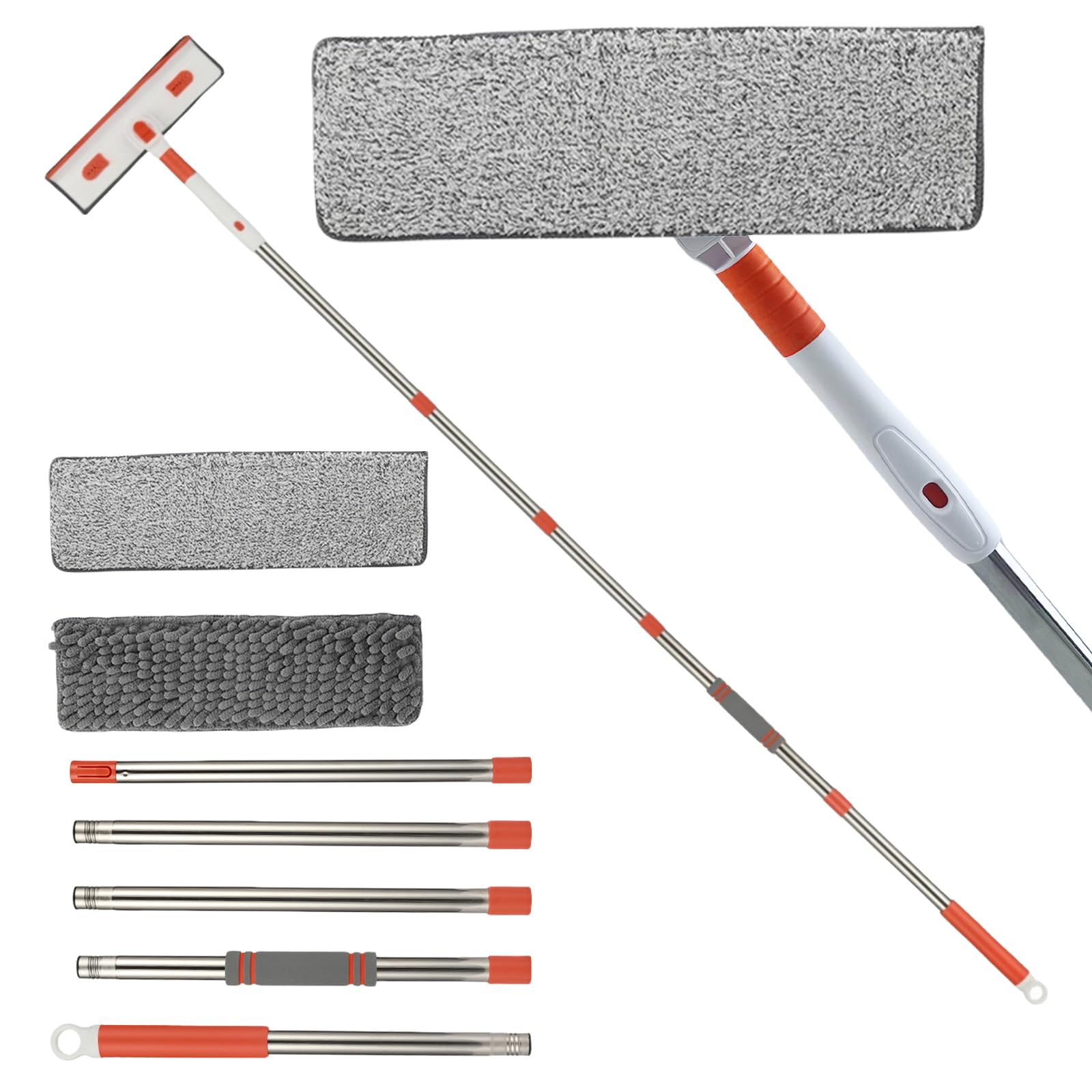 Kit de limpiador de limpiaparabrisas extensible de 4,5 m, herramienta 2 en 1 con mango largo de rotación de 180° y paño de microfibra para una fácil limpieza de cristales de ducha y coche