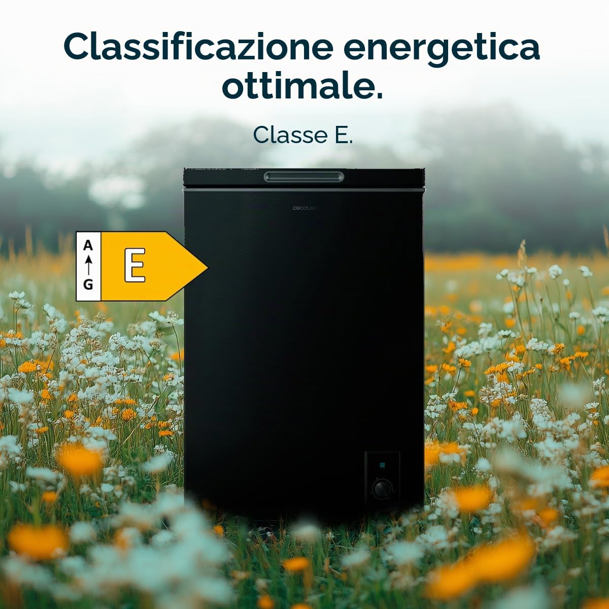 Cecotec Congelatore Orizzontale 99 L Bolero Coolmarket Chest 99 Black E. Finitura nera, alta 83,5 cm, convertibile in frigorifero e modalità Fast Freezing