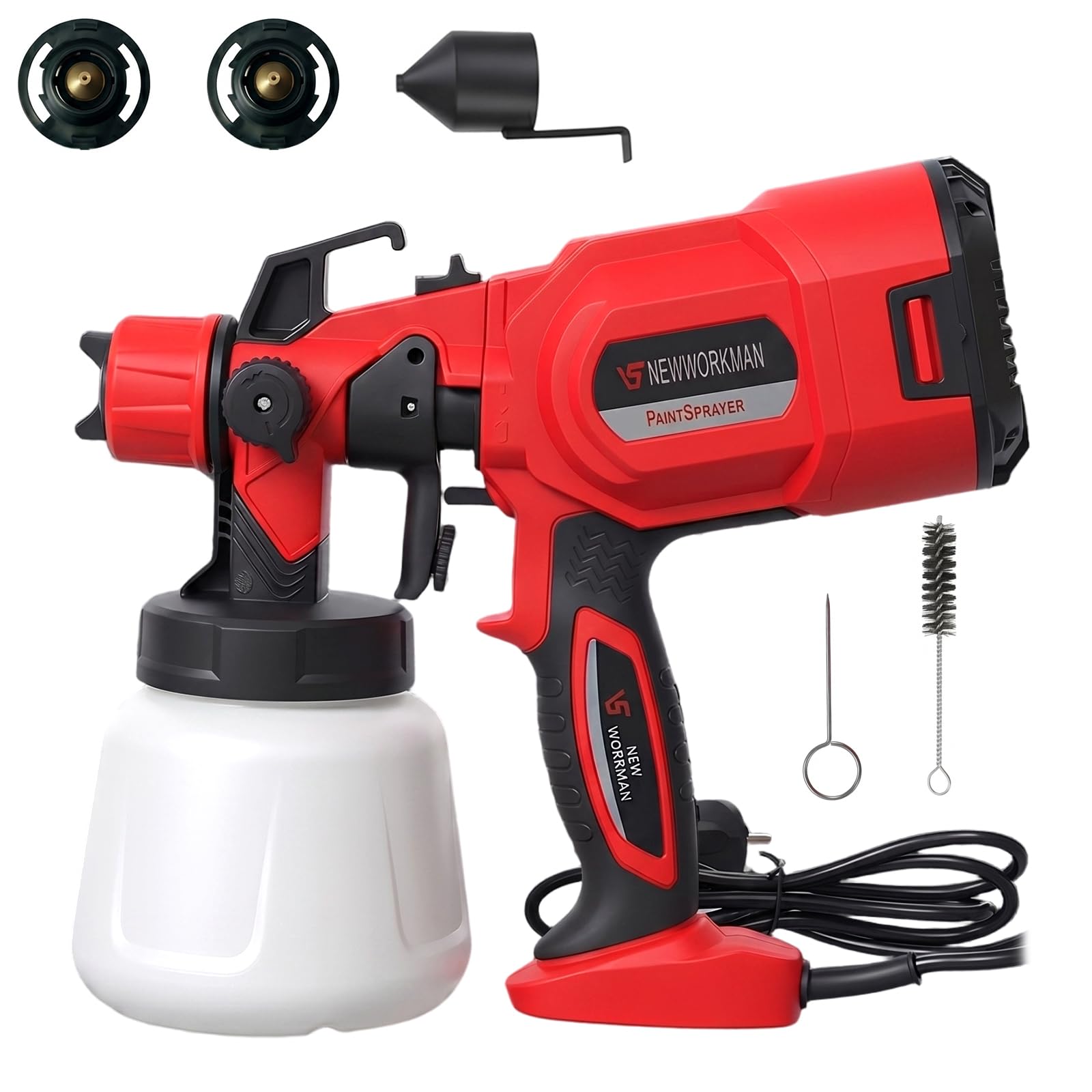 Pistolet a Peinture, 850W Pulvérisateur de Peinture Electrique | 32000RPM, Réservoir 1400ML, avec 3 Buses(0.8/1.8/2.5mm), 3 Modèles, Facile à Nettoyer, pour Meubles, Murs, Portes, Clôtures