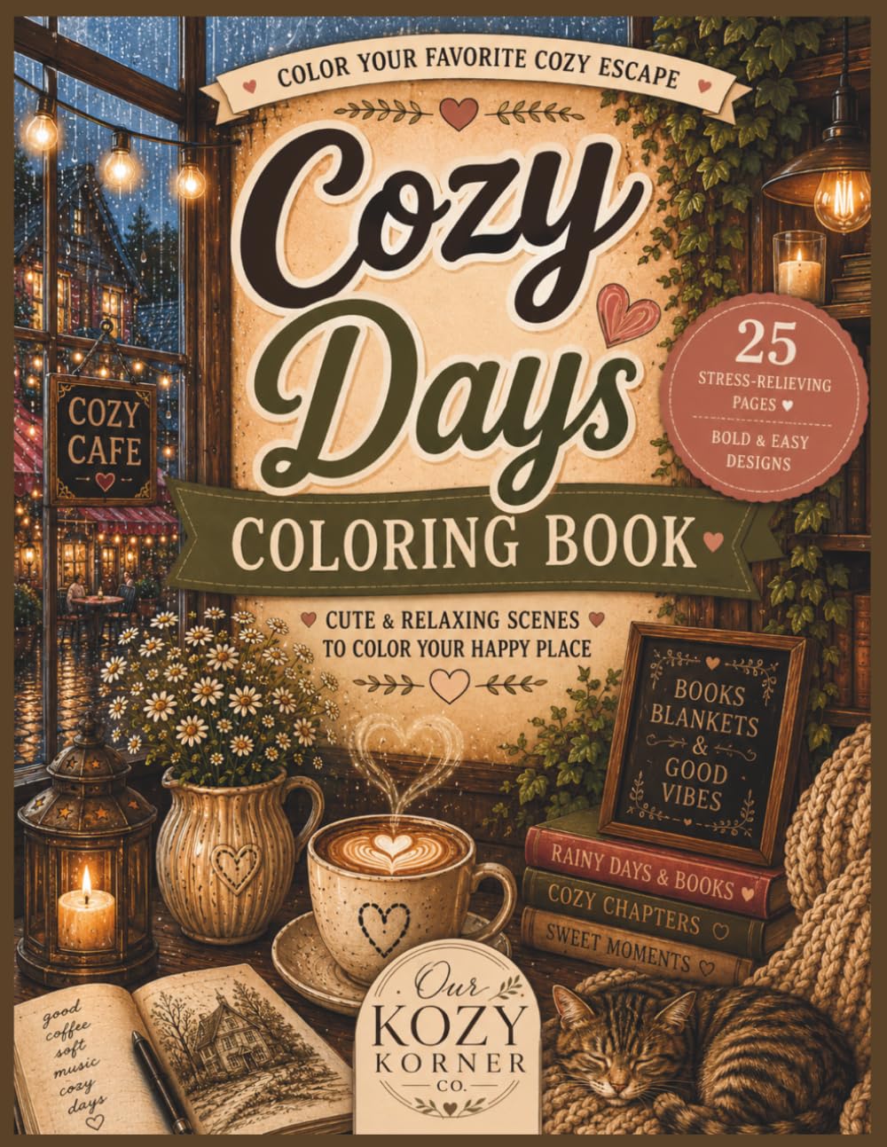 Cozy Days Coloring Book: Cute & Relaxing Scenes to Color Your Happy Place