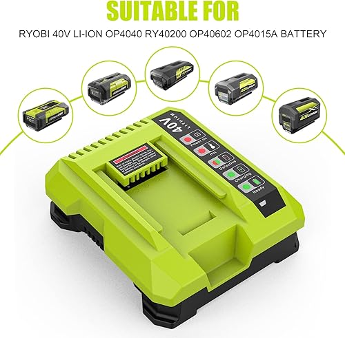 Miniatura 5 de Reemplazo de 40 voltios 6500mAh para batería Ryobi 40V OP4040 OP4026 OP4030 OP4050 OP4060A con cargador Ryobi 40V OP401