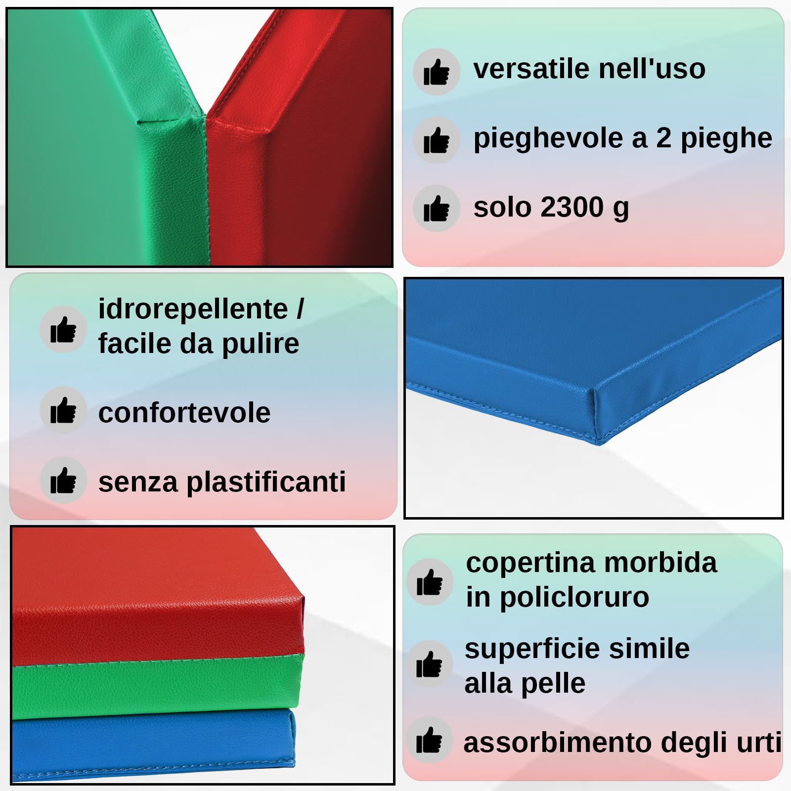 ALPIDEX Tappetino da ginnastica pieghevole da casa 180 x 60 x 3,2 cm per bambini e adulti