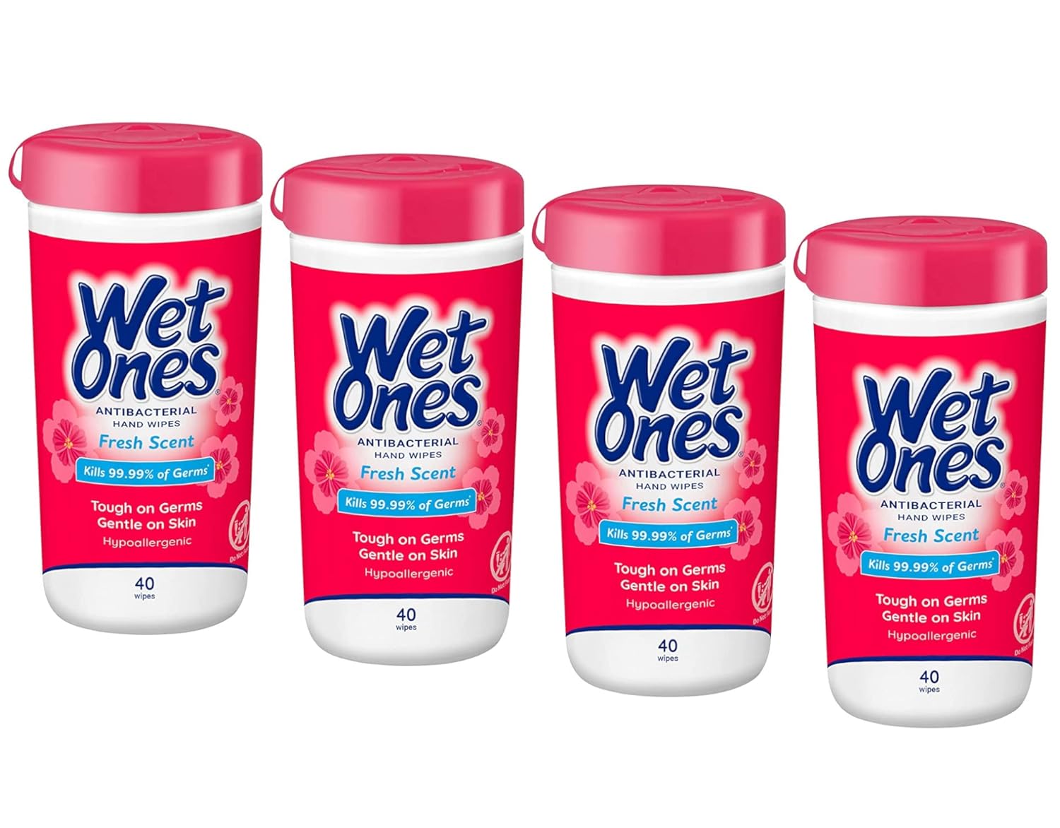 WET ONES Antibacterial Hand Wipes, Fresh Scent 40 Each (Pack of 4)