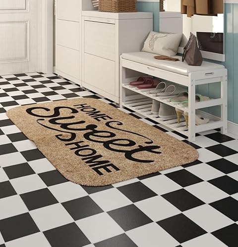Miniatura 3 de Livelynine 4 azulejos autoadhesivos de 12 x 12 pulgadas para despegar y pegar, azulejos de baño en blanco y negro para suelos de cocina, azulejos