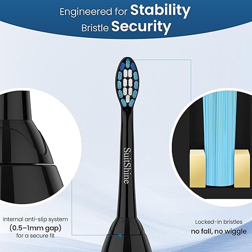 Vista 5 de Cabezales de repuesto para cepillos de dientes compatibles con Philips Sonicare y más mangos de clic, paquete de 8 unidades, color negro