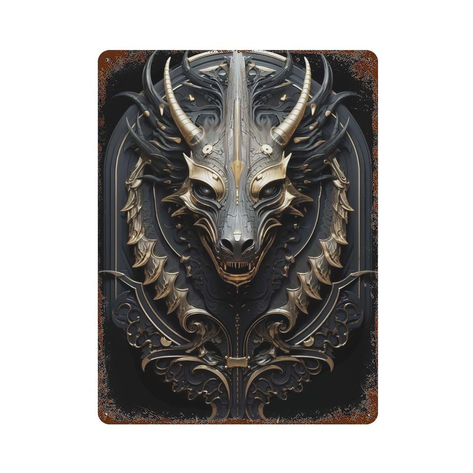 Regal Monarch Dragon Pride 15.7"x11.8" Retro Metal Sign, Vintage Wall Decor for Office, Studio And Wall Decor