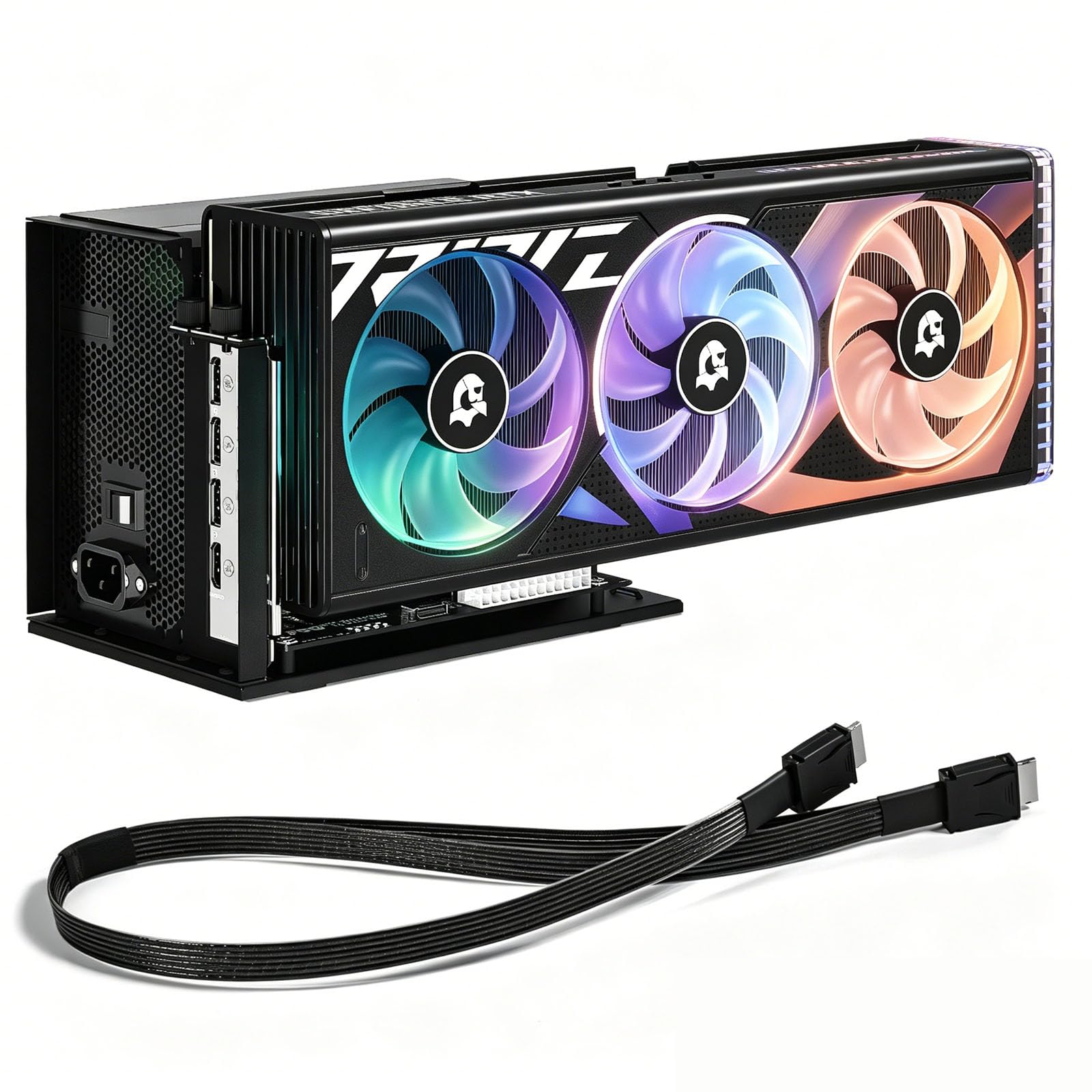 PCIe 4.0 x4 64Gbps Compatible eGPU Dock, with OCuLink SFF-8612 8311 to PCIe x16 and SFF-8611 Male Cable, Enclosure Supports Standard ATX Power and External Graphics Cards GPU for Laptop Mini PC-image-40