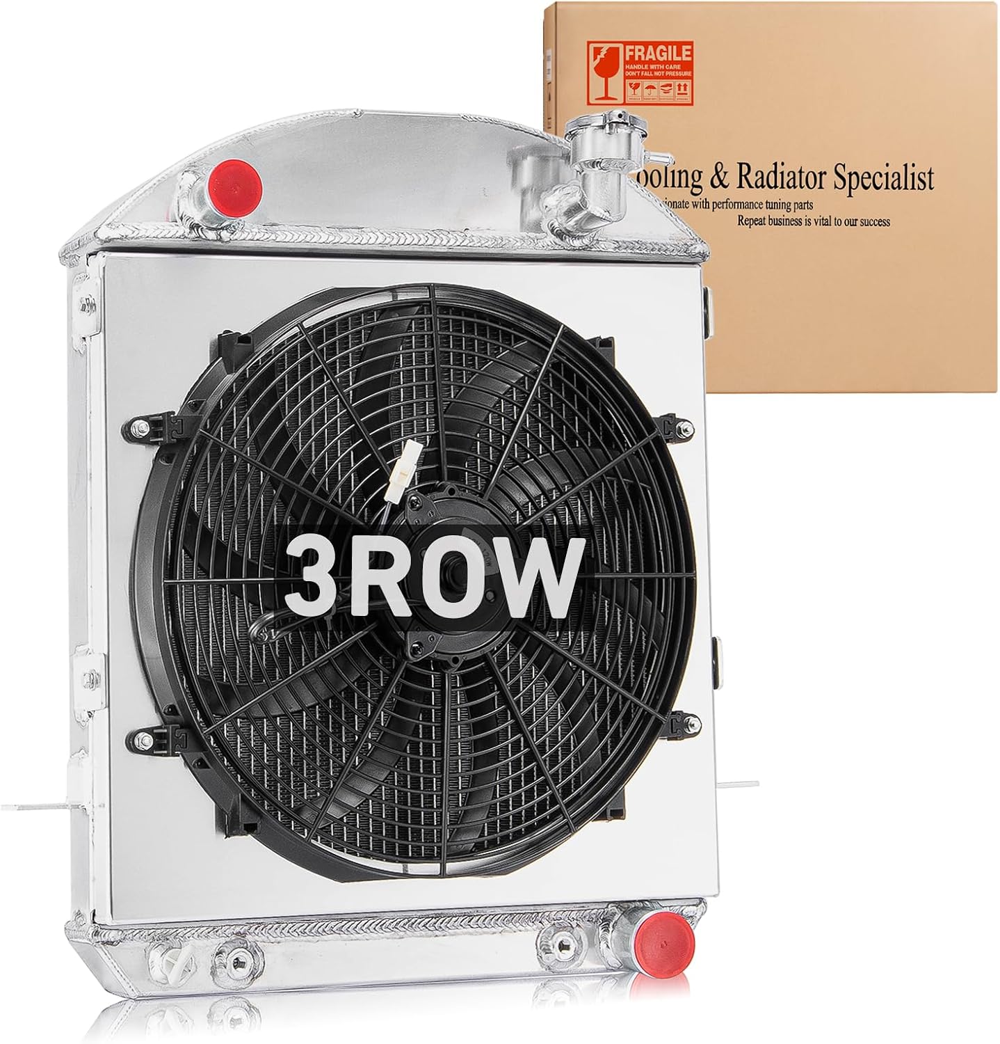 3Row Radiator For 1917-1927 Ford Model T Bucket Chevy V8, Radiator+Shroud Fan For Ford Model T Bucket 17 1918 1919 1920 1921 1922 1923 1924 1925 1926 27