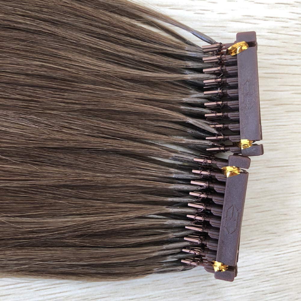 Extensiones de cabello 6D Cabello humano, Extensión de cabello invisible marrón oscuro Cabello virgen Remy, Extensión de plumas rápida sin rastro para mujeres, 10 filas,24inch