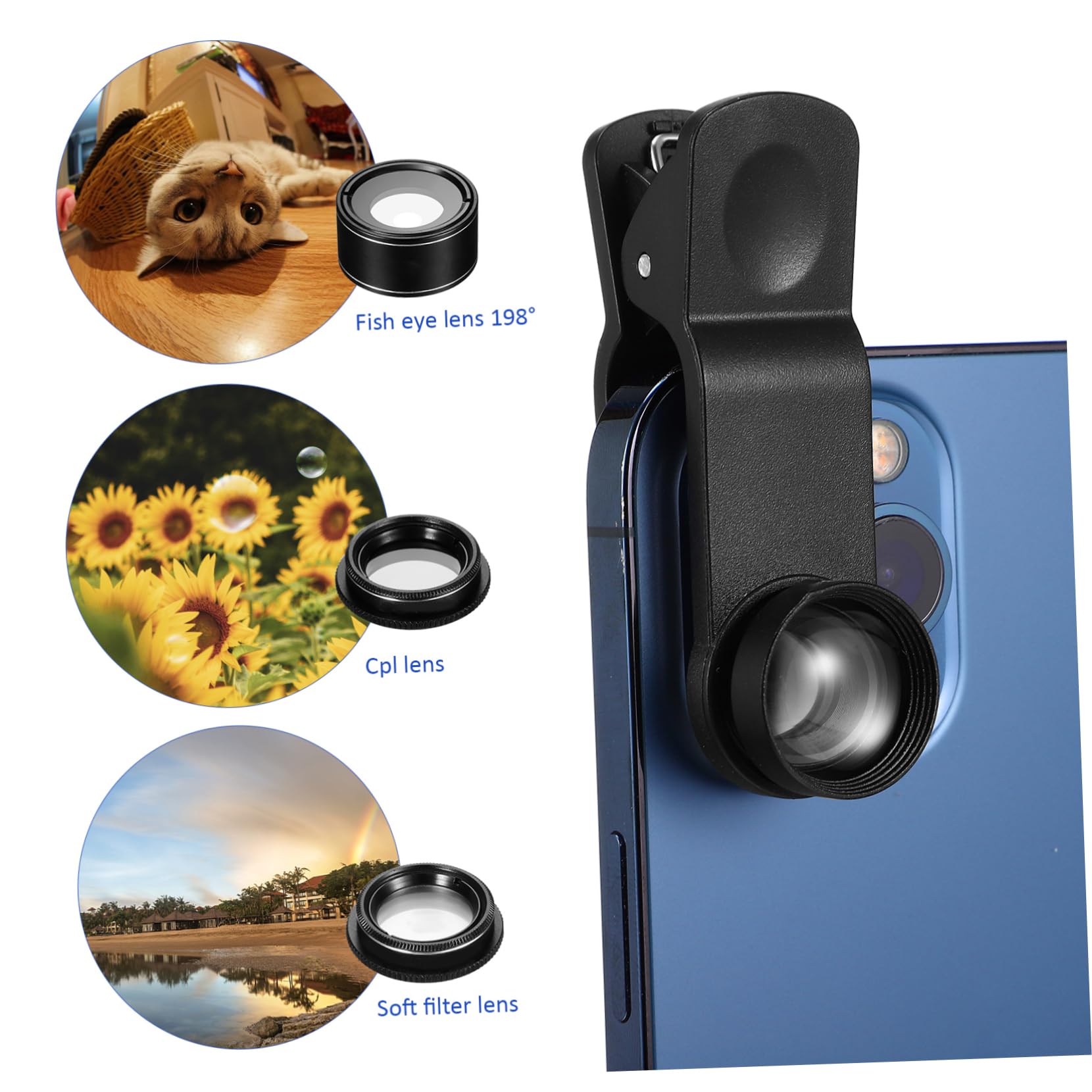 CHILDWEET 1set Kit Di Lenti Per Smartphone Portatile Obiettivo Fisheye Grandangolo Macro e Teleobiettivo Per Fotografie Di Paesaggi e Dettagli Di Piccoli Oggetti