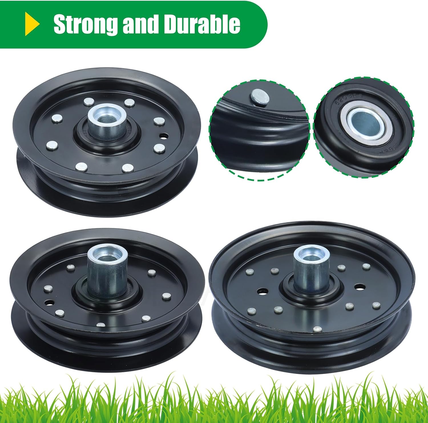 604231 Idler Pulley with 605512 Hustler Deck Pulley 604219 Hustler Deck Pulley Replaces Hustler 604231 Hustler Deck Pulley, Hustler 604219 Idler Pulley, Hustler Raptor Pulley 603986 Pulley