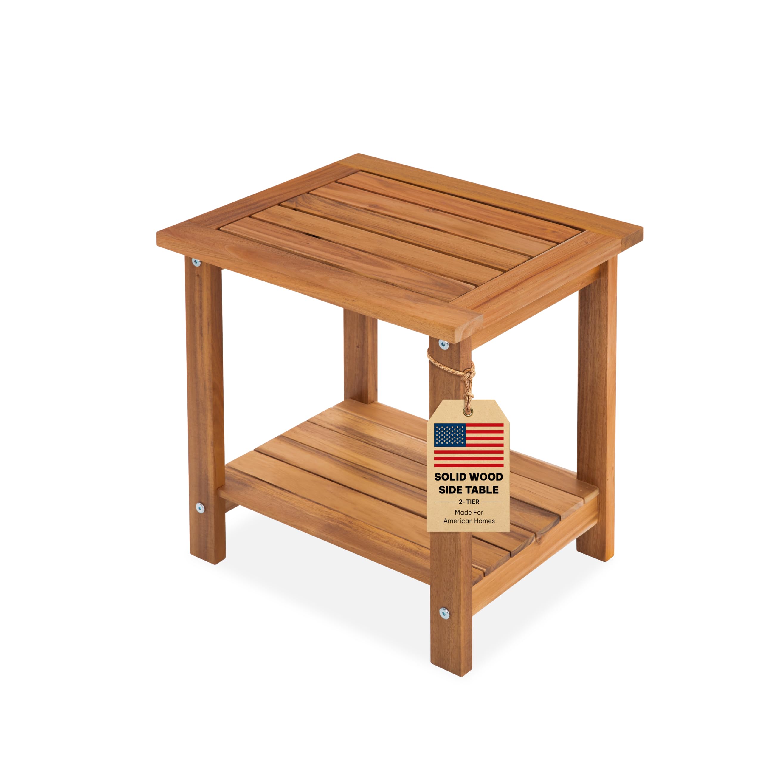 Amazon.com: Acacia Wood Adirondack Side Table, 2-Tier Outdoor End