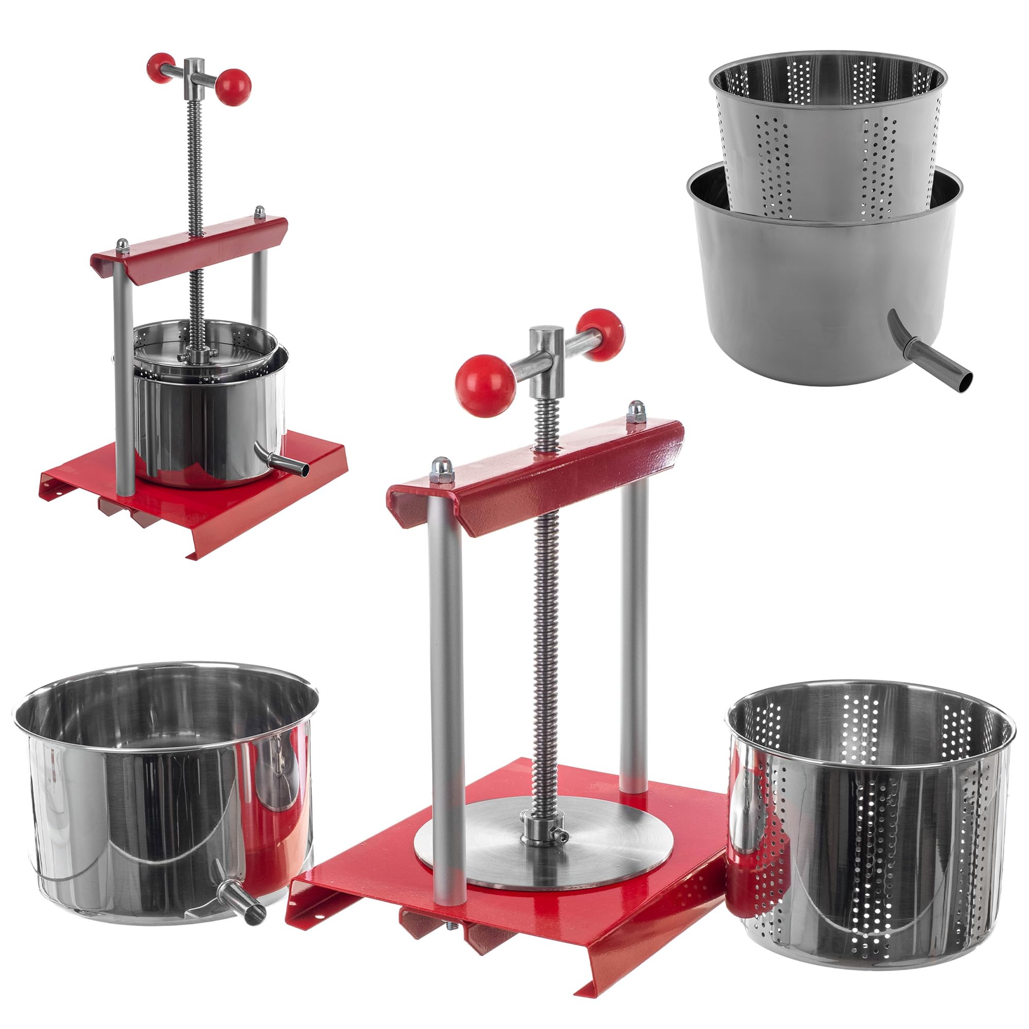 KADAX Obstpresse 2 Liter, Weinpresse, Manuelle Saftpresse mit Handkurbel, Obstmühle, Fruchtpresse, Entsafter für Weintrauben, Maischepresse, Traubenmühle