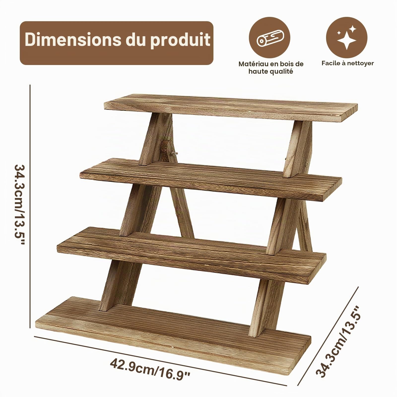 Yolispa Présentoir à Cupcakes en Bois à 4 étages, Organisateur de Parfum, étagères de présentation de comptoir de Vente au détail pour gâteaux, Maquillage, Parfum, pour épices, Plantes