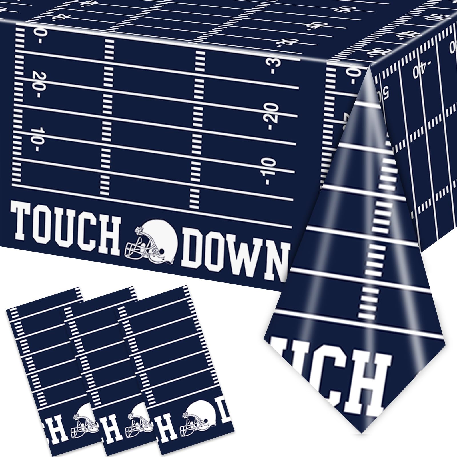 3PCS Football Party Tablecloths Sport Themed Party Decorations American Rugby Tablecloth Banner Game Day Table Cover Tailgate Party Supplies -54x108IN