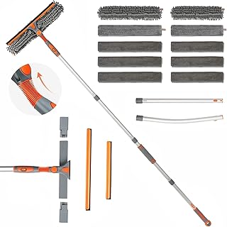 eazer Squeegee Window Cleaner 2 in 1 Rotatable Window Cleaning Tool Kit with Extension Pole, 62'' Telescopic Window Washing Equipment with Bendable and Adjustable Head for Indoor/Outdoor Car Glass