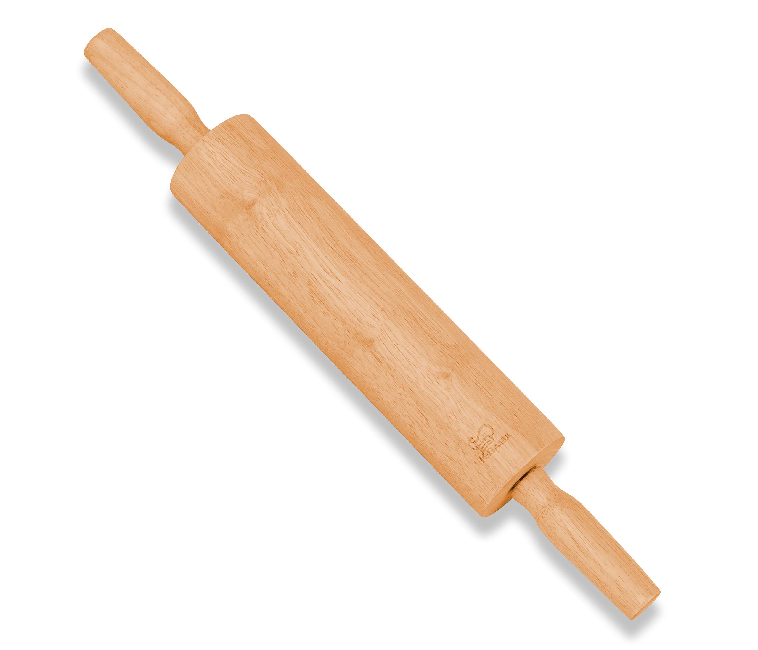 K Basix Wooden Rolling Pin - Professional Dough Roller - Essential Kitchen Utensil Tool Used by Bakers & Cooks for Pasta, Cookie Dough, Cake, Pastry, Pizza, Fondant, Chapatti, Pie - 16.5″ by 2.4″