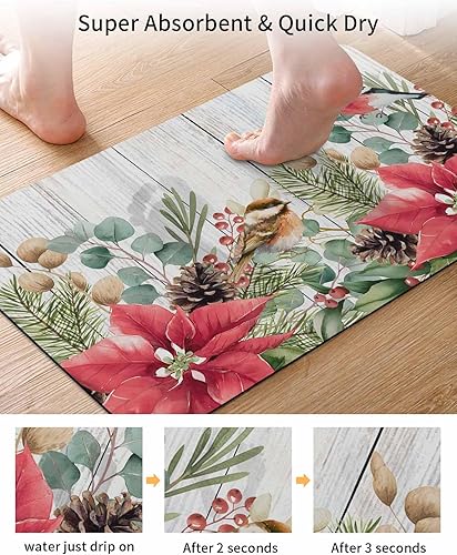 Miniatura 3 de Tapete de baño de Navidad para bañera, antideslizante, de secado rápido y absorbente, tierra de diatomeas, cocina, ducha, fregadero, lavable, tapete