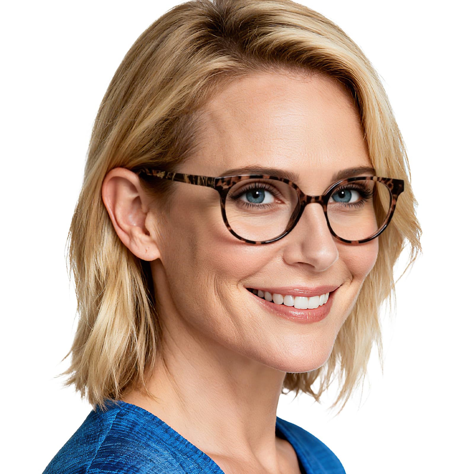 OCCI CHIARI Blue Light Reading Glasses Women Computer Round Readers for Petite Face