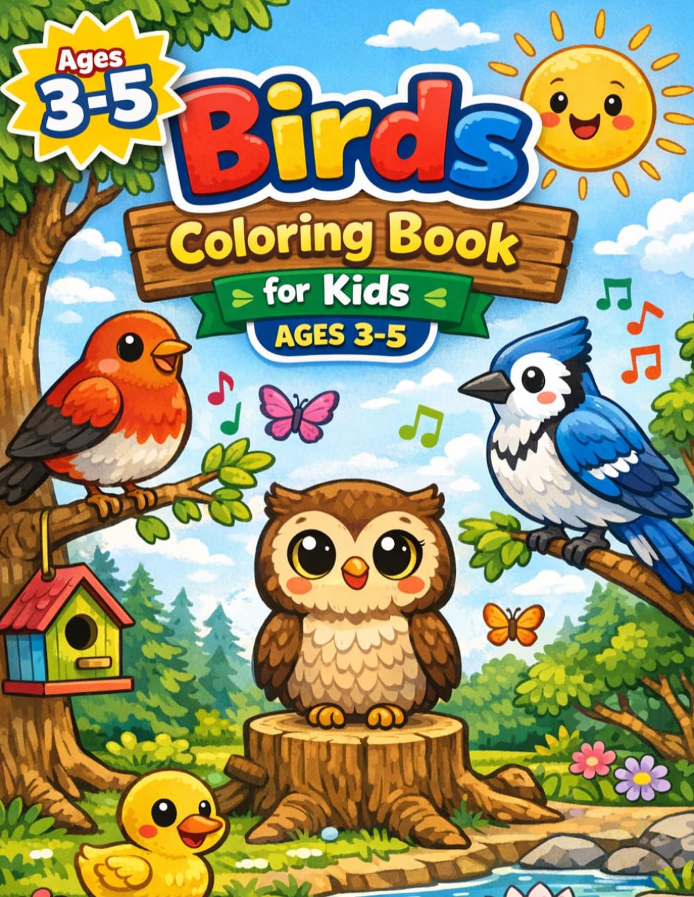Easy Birds Coloring Book for Kids Ages 3–5, Cute and Simple Bird Pictures for Little Artists: Big Simple Bird Coloring Pages for Toddlers and ... Easy Coloring Activities for Early Learning