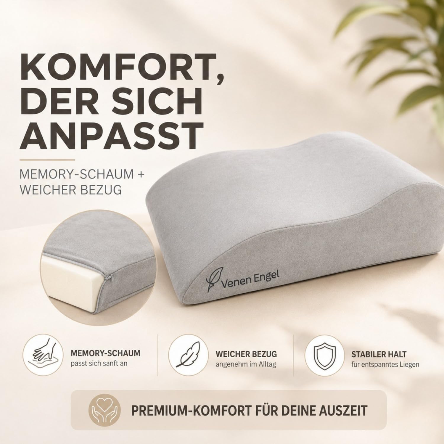 Venen Engel Venen Comfort Kissen zum Beine hochlagern | Stützkissen für Beine & Knie | Made in Germany | Beinkissen | Keilkissen | Beinhochlagerungskissen