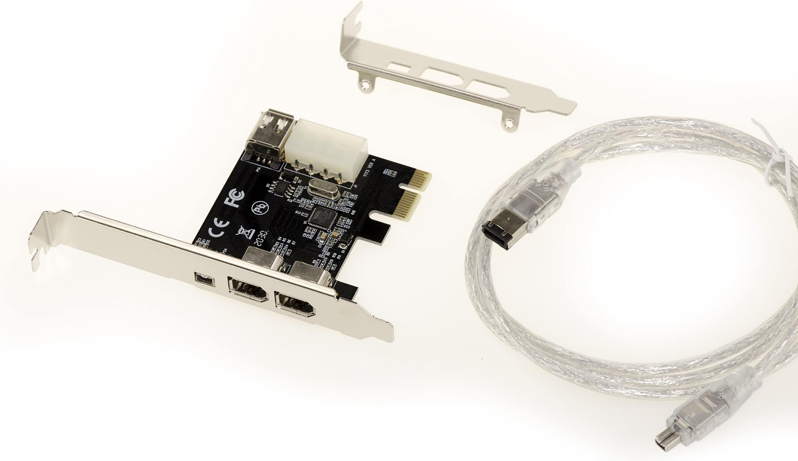KALEA-INFORMATIQUE PCI EXPRESS PCIe to FireWire 400 IEEE1394a 2+1 ports 6-pin and 4-pin controller card with Via VT6315 chipset. With Ilink cable and LOW and HIGH Profile brackets.