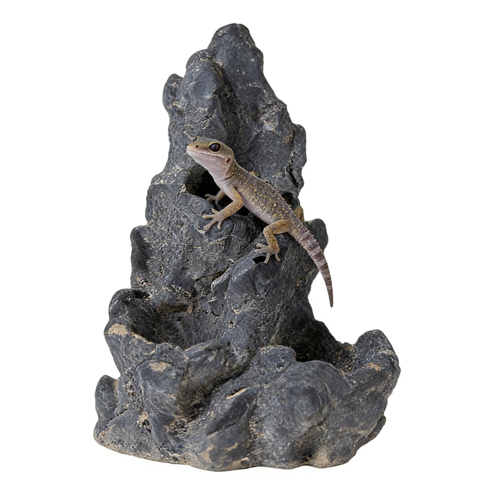 Roccia per rettili per animali domestici, con vista sulle montagne, realistica pietra artificiale e decorazione per arrampicata con cuscinetto antiscivolo, ideale per acquari e stagni