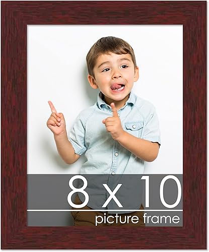 Poster Palooza Marco de madera de pino maciza con acabado de caoba marrón de 8 x 10 pulgadas con plexiglás acrílico UV, parte trasera de tablero de
