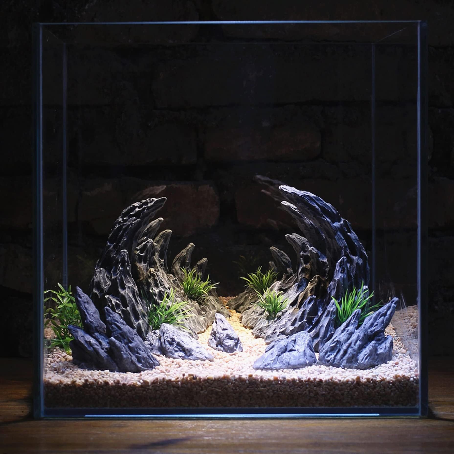 “Soul Valley” Aquarium Ornaments Aquarium Decoration Model Kits, Include 7 pcs Resin Imitation Stone