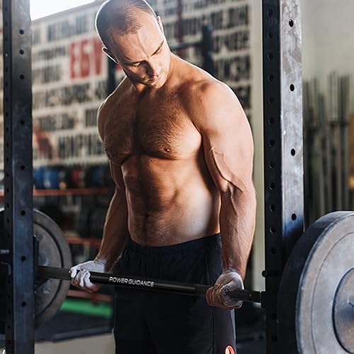 Miniatura 8 de POWER GUIDANCE Barra sólida olímpica, barra de entrenamiento de fuerza de 7 pies para levantamiento de pesas, fitness en casa, capacidad de 1600